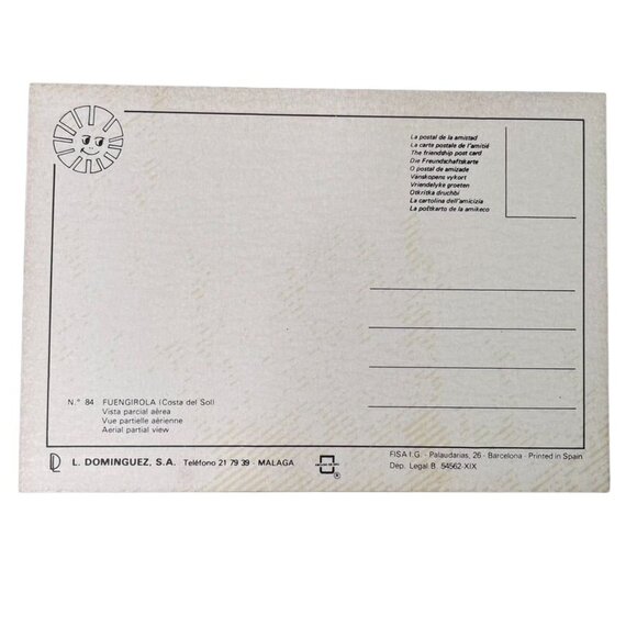 Vintage Spain Postcard Fuengirola Costa Del Sol Aerial Partil View u Topographic - Picture 2 of 2